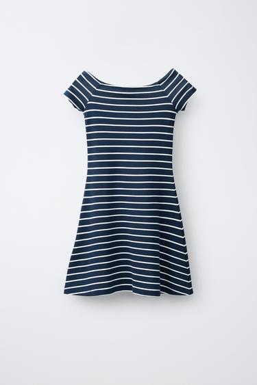 ROBE EN PONTI DE ROMA IMPRIMÉE - Bleu marine de Zara