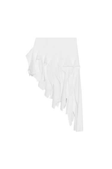 FALDA VOLANTES ASIMÉTRICA ZW COLLECTION - Crudo de Zara