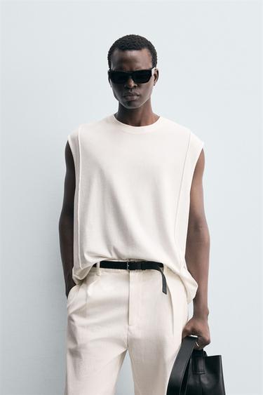 CAMISETA TANK COSTURAS - Blanco de Zara