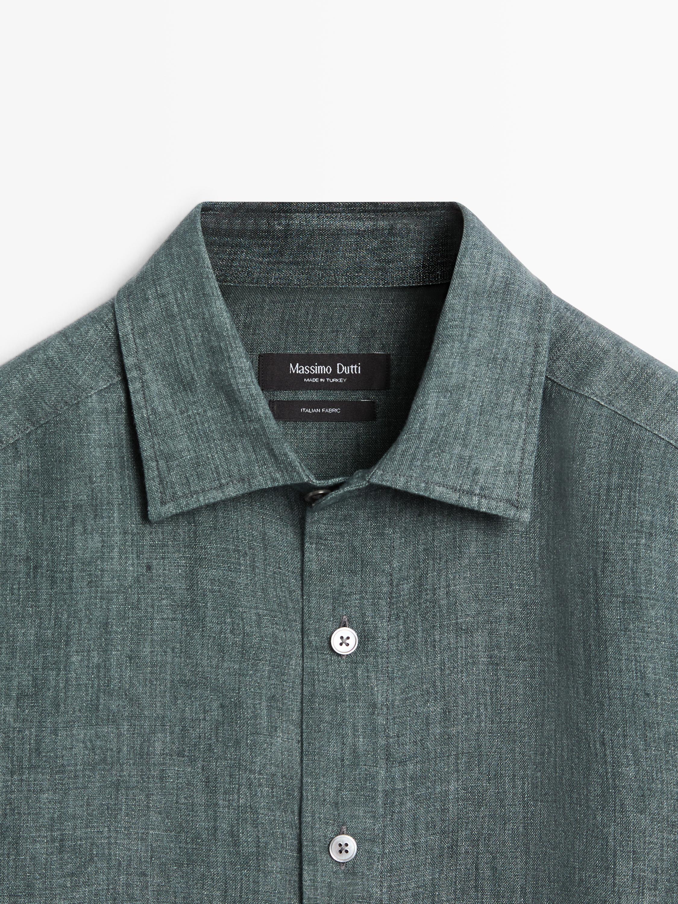 Regular fit linen shirt with placket