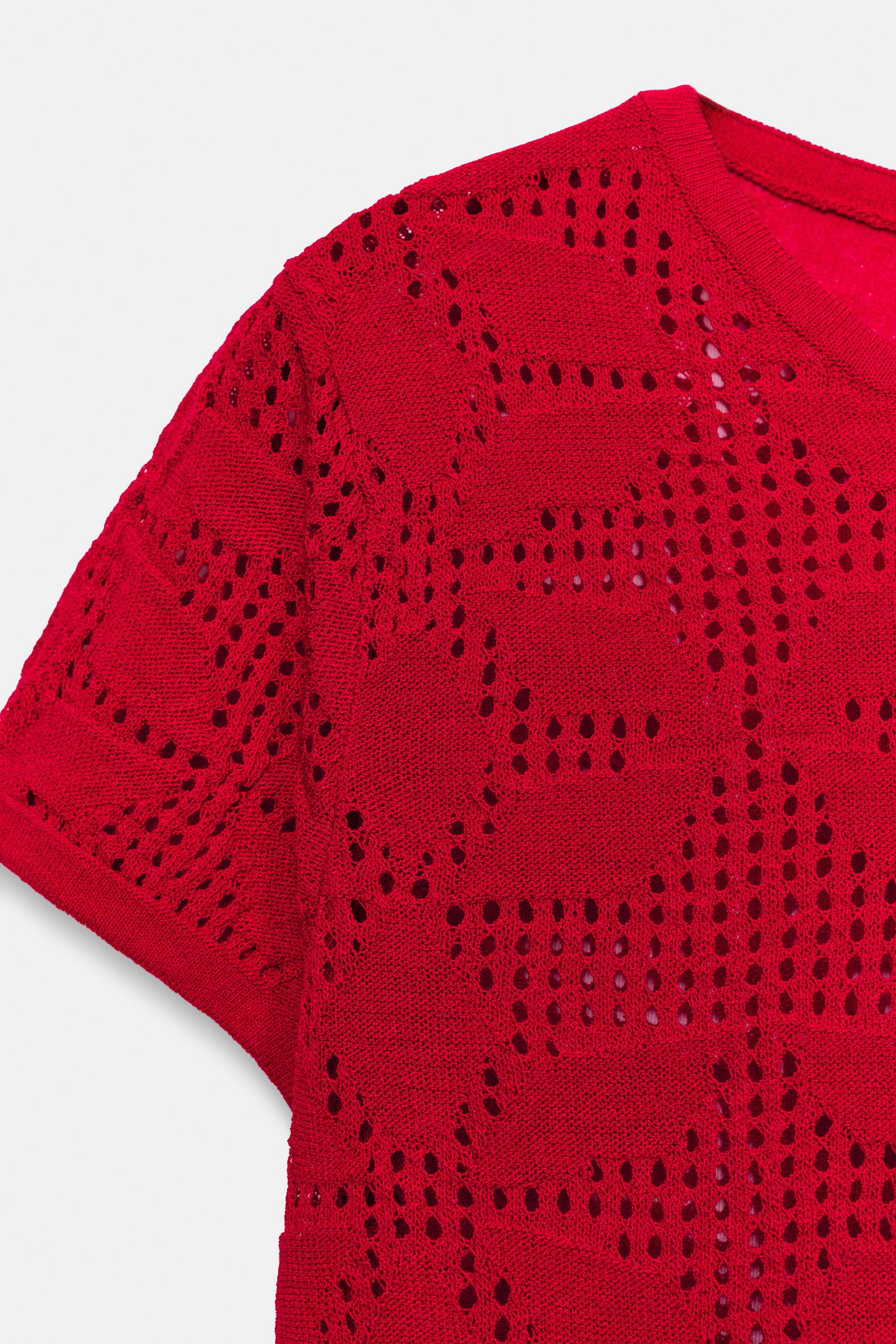 ZARA ザラ テクスチャーニット ZARA - 未使用 ZARA テクスチャーニットセーター 半袖 ベージュ S ザラ