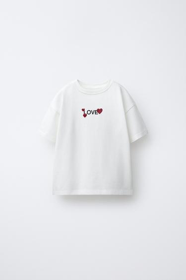 CAMISETA PARCHE ENGOMADO BRILLO - Blanco roto de Zara
