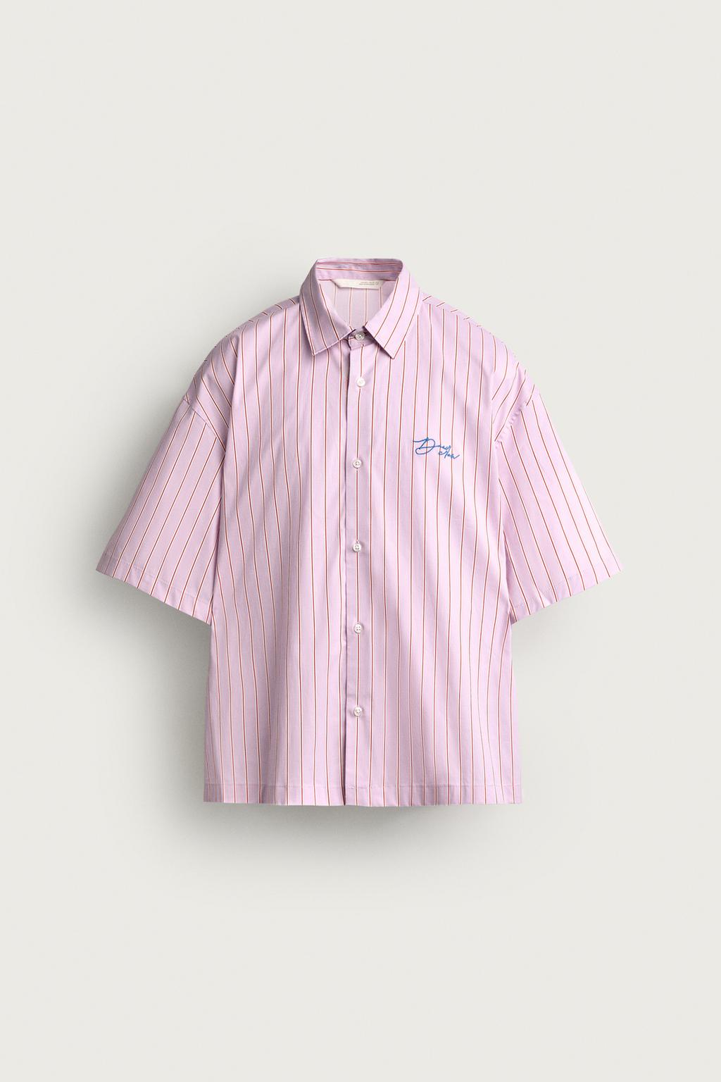 BOXY FIT EMBROIDERED STRIPED SHIRT