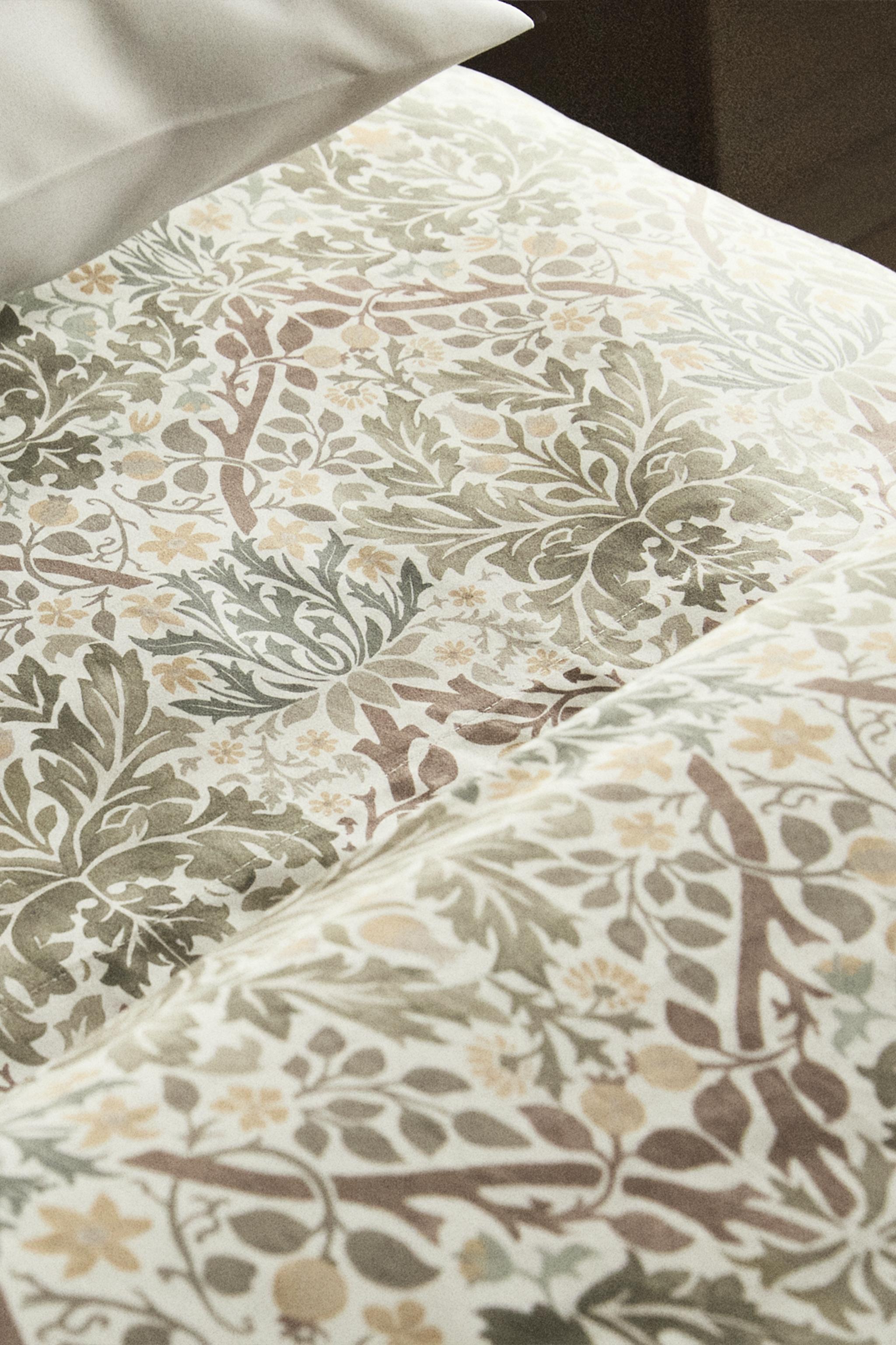 MORRIS & CO. LEAF PRINT COTTON SATEEN FLAT SHEET