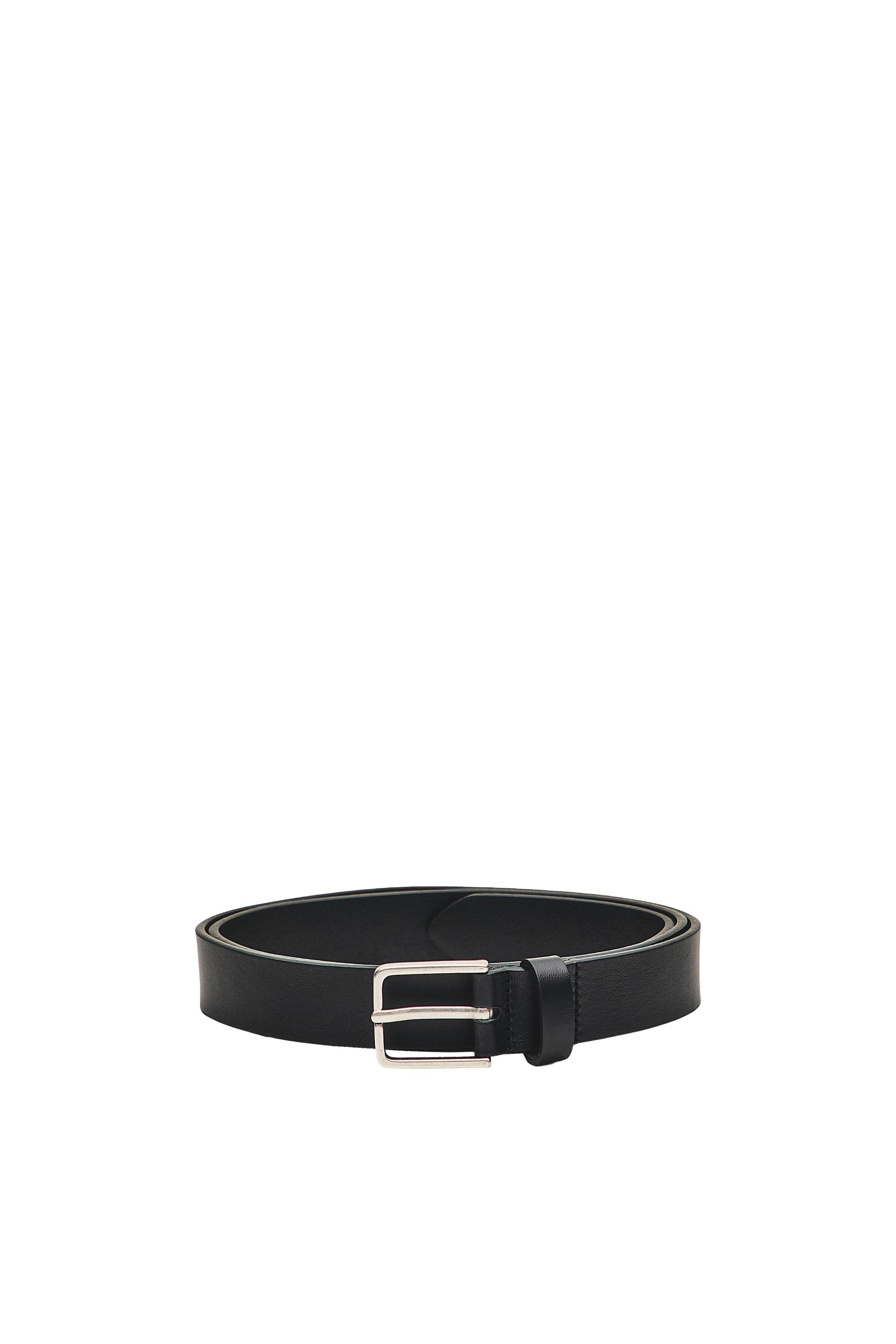Nappa leather belt with rectangular buckle — Black