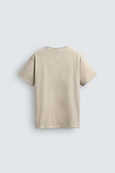VINTAGE-EFFECT SLOGAN PRINT T-SHIRT - Beige by Zara - Image 7