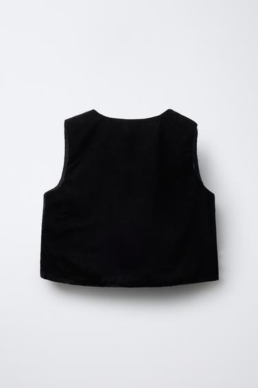 BEADED VELVET WAISTCOAT - Black by Zara - Image 1