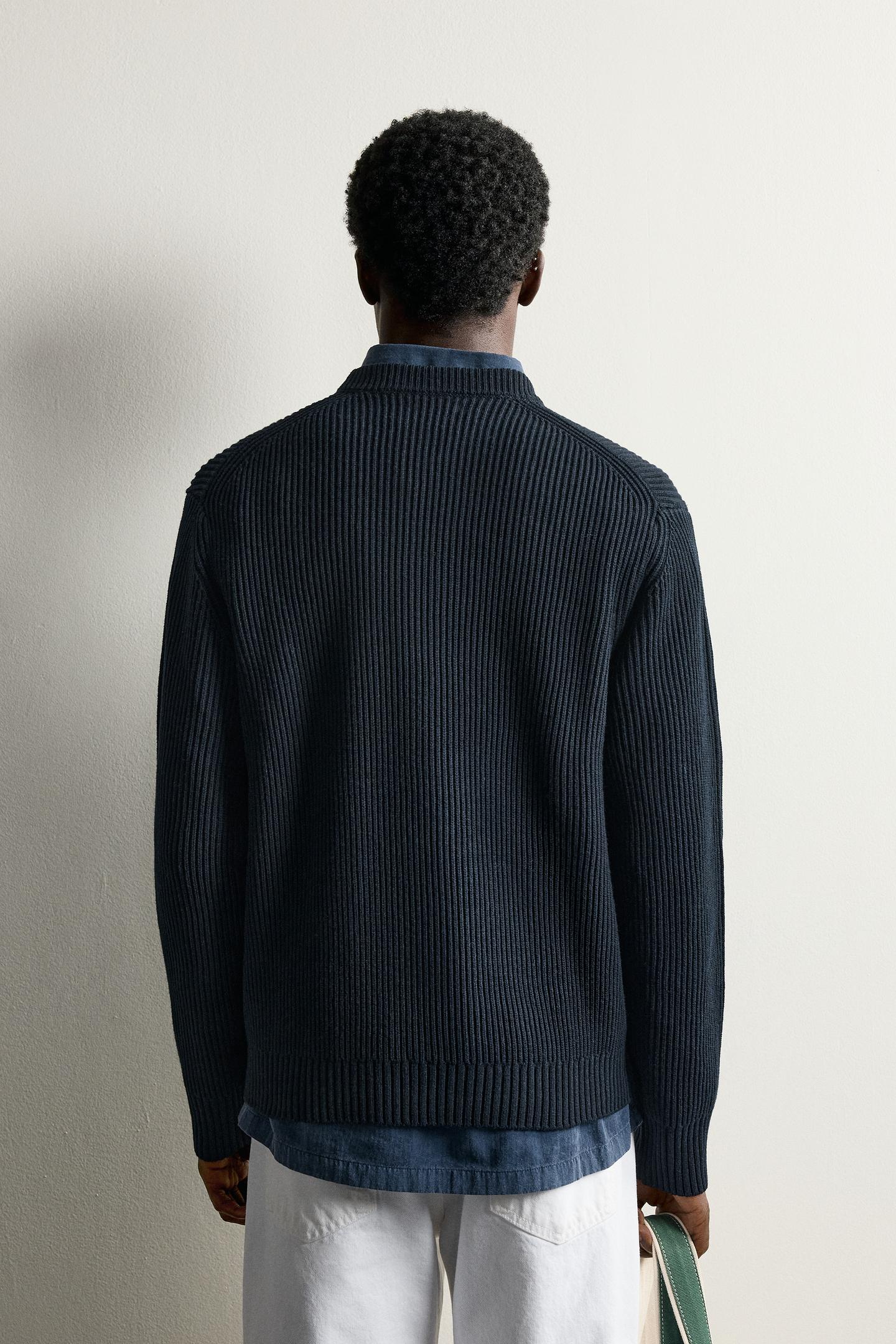 Мужской свитер Zara Textured Regular Fit, цвет: Тёмный тёмно-синий — фото 3