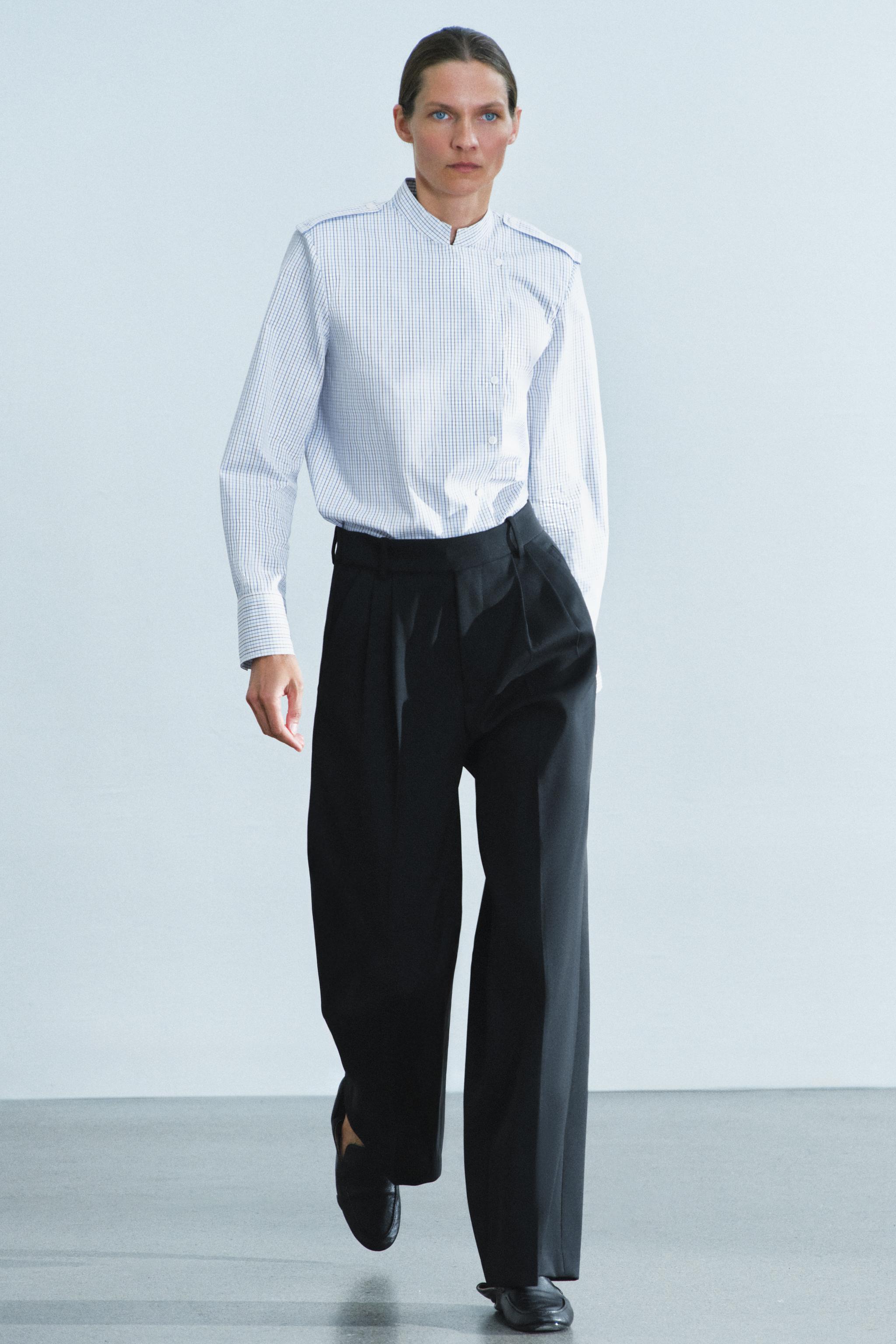 CHEMISE À CARREAUX AVEC ÉPAULETTES ZW COLLECTION