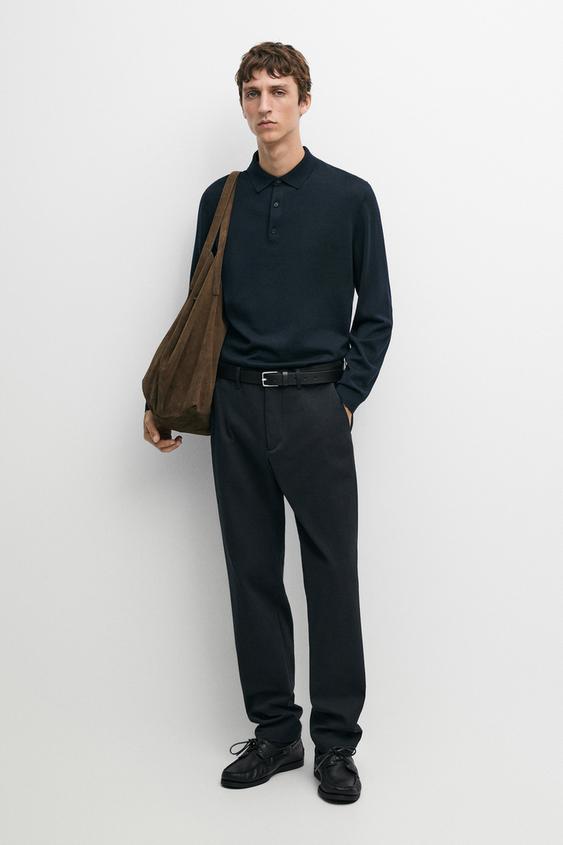 Pantalón slim fit mezcla algodón - Marino de Zara - Imagen 0