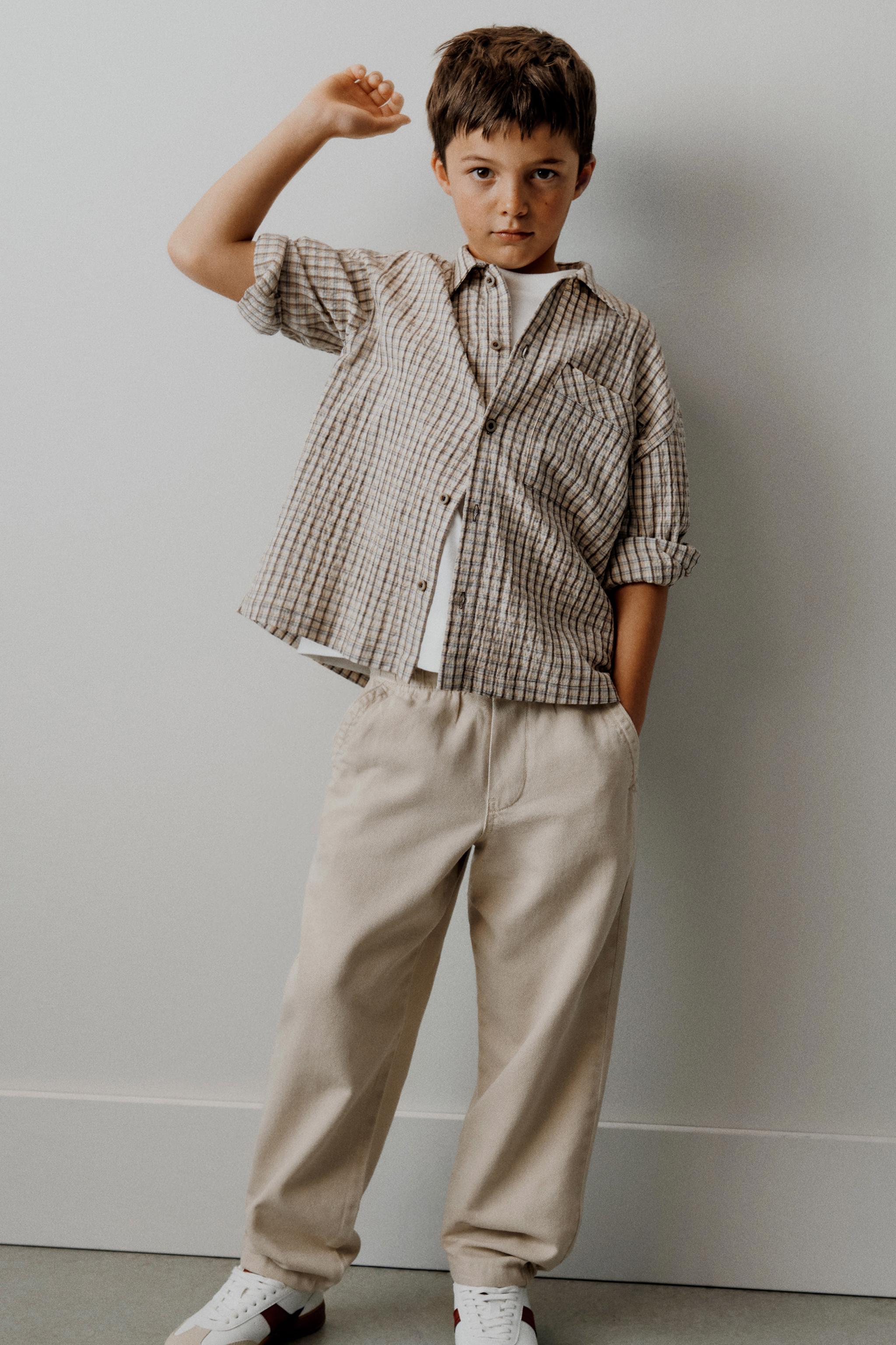 TEXTURED PLAID SHIRT - Brown | ZARA United States