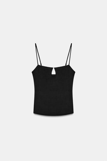 TOP POLYAMIDE À OUVERTURE - Noir de Zara - Image 4