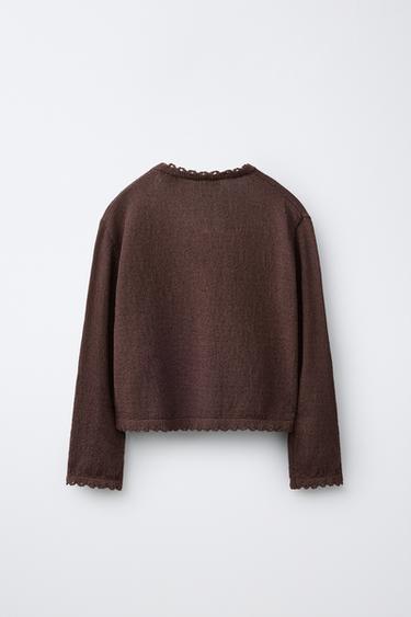 GILET EN MAILLE ONDULÉE - Marron de Zara - Image 1