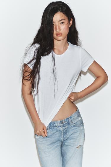 Zara BACK OPENING T-SHIRT - White
