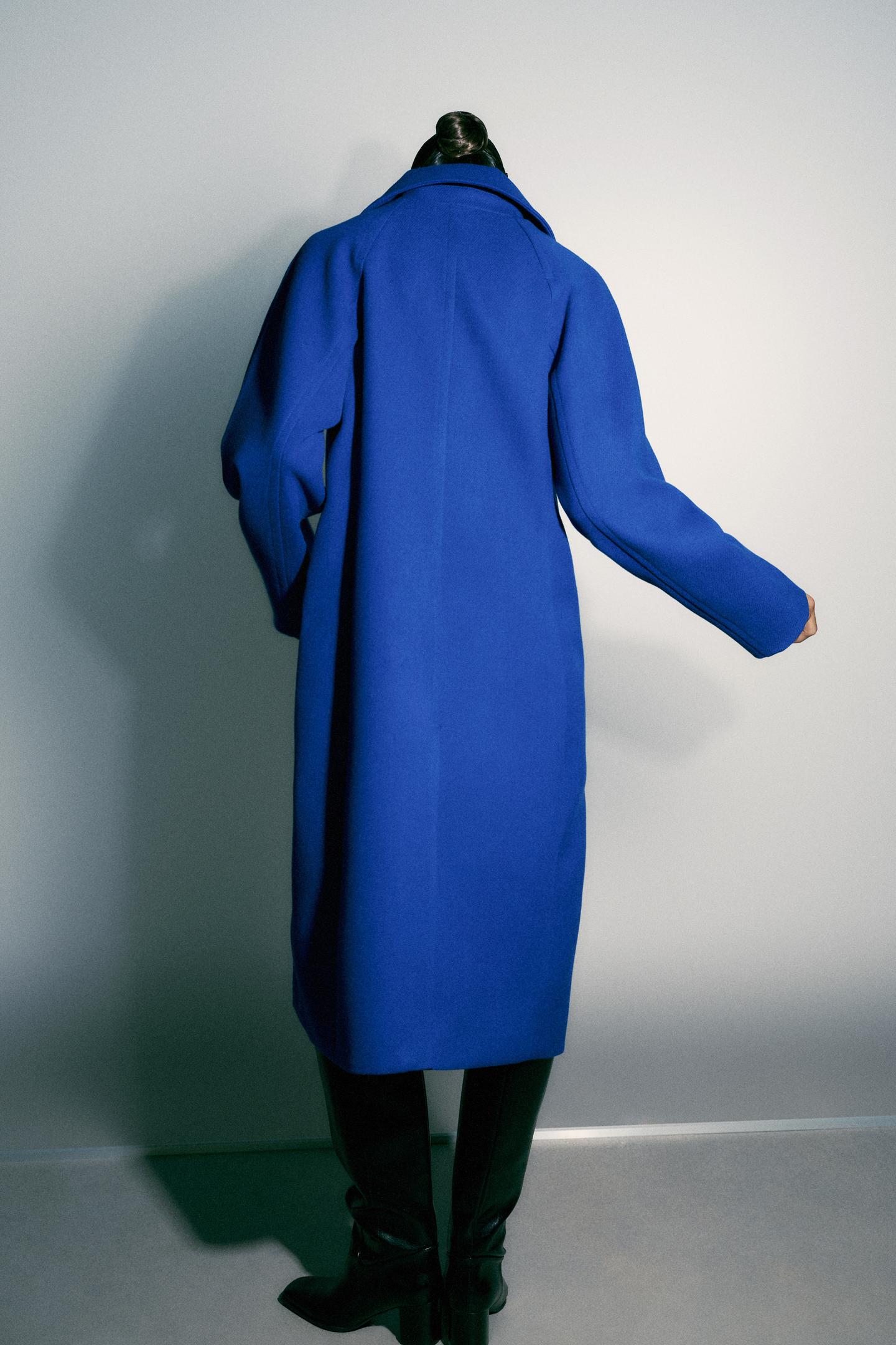 Женское пальто Zara Oversized Dropped Shoulder, цвет: Голубоватый — фото 3