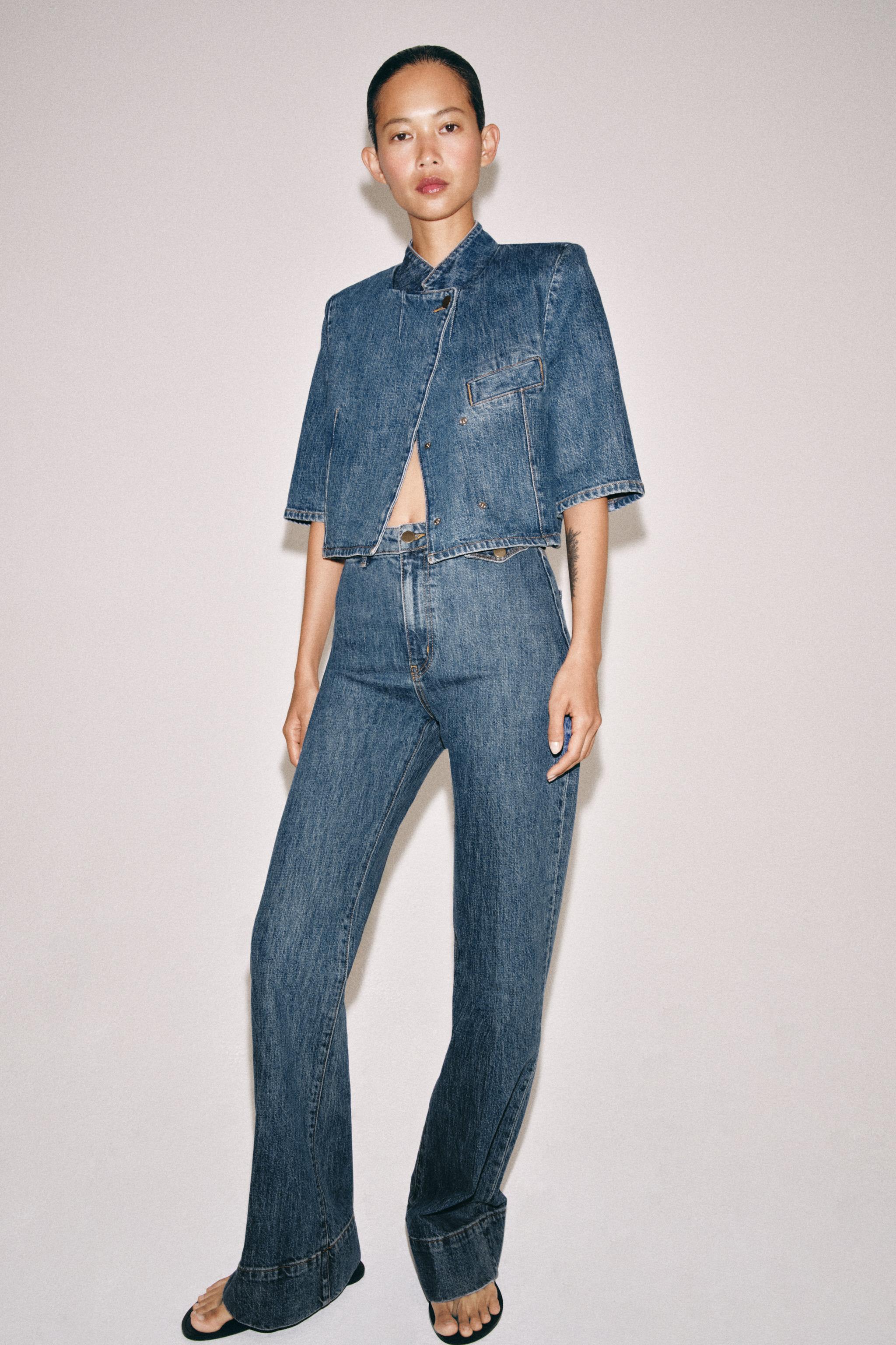 Женские пиджаки Zara ZW COLLECTION CROPPED DENIM BLAZER — фото 4