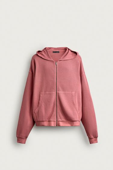 ХУДИ НА МОЛНИИ С ВАФЕЛЬНОЙ ФАКТУРОЙ — РОЗОВАТЫЙ от Zara