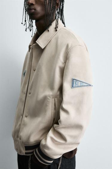FAUX SUEDE JACKET WITH PATCH AND EMBROIDERY DETAIL - Ecru by Zara - Image 5