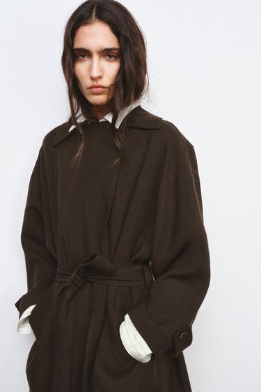СВОБОДНЫЙ ТРЕНЧ ИЗ ШЕРСТИ ZW LIMITED EDITION — ОТТЕНОК КОРИЧНЕВОГО от Zara