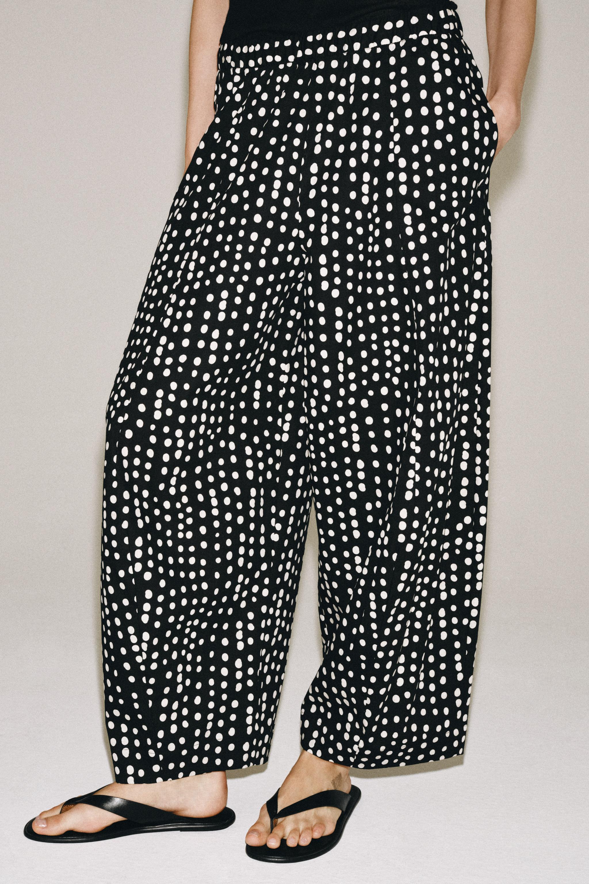 ZW COLLECTION POLKA DOT PAJAMA PANTS — Black / Ecru
