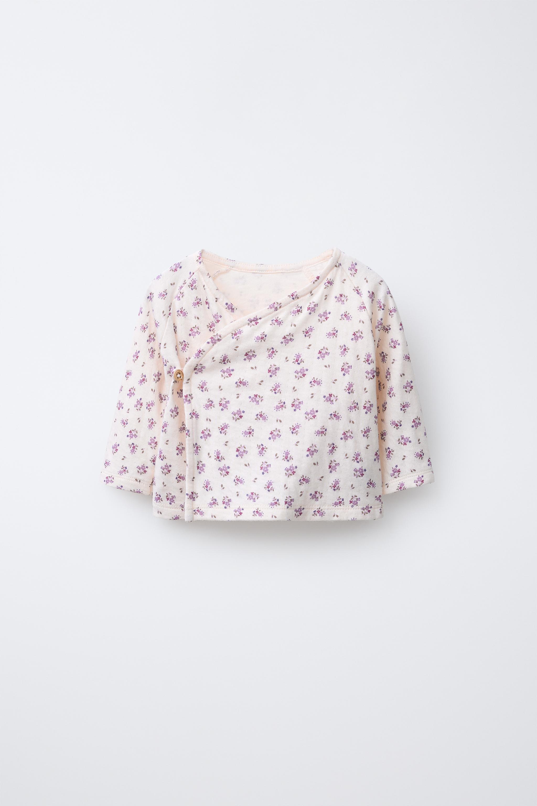 フラワープリント着物風Tシャツ - ペールピンク | ZARA Japan / 日本