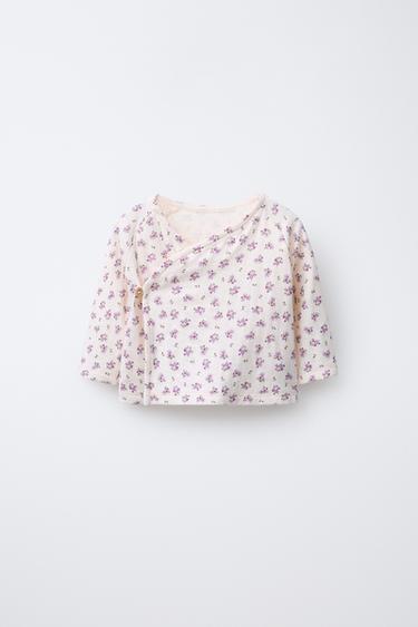 FLORAL KIMONO T-SHIRT - Pale pink by Zara