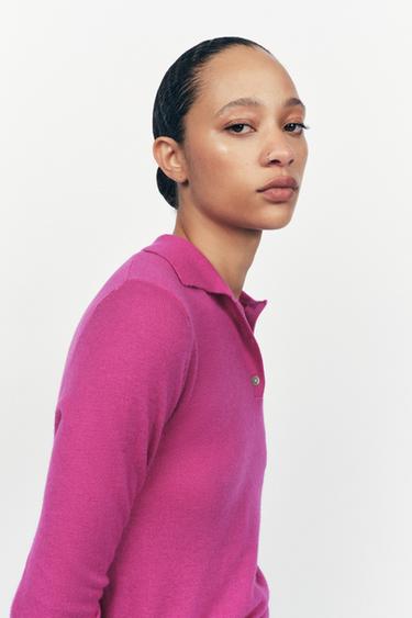 PLAIN POLO NECK 100% WOOL SWEATER - Fuchsia by Zara - Image 1