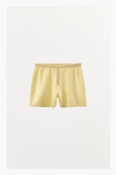 PANTALÓNS CURTOS MESTURA ALGODÓN BOTÓNS - Amarelo de Zara