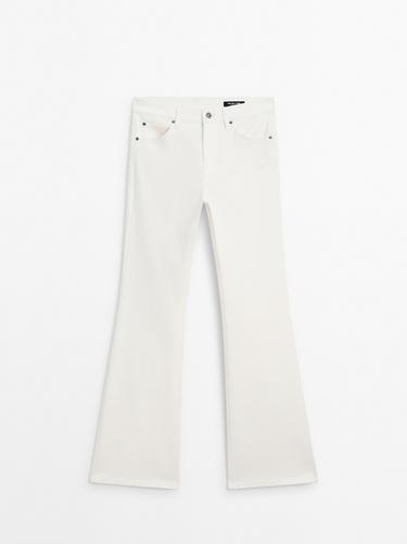 Zara High-waist skinny flared jeans - Oyster-white