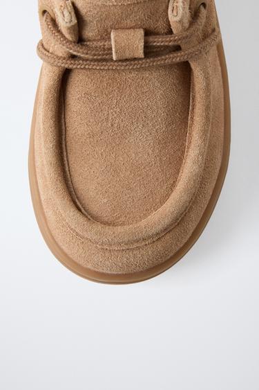LEATHER MOC TOE BOOTS - Brown by Zara - Image 4