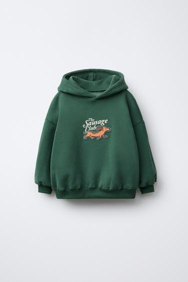 SUDADERA CAPUCHA PERRO SALCHICHA - Verde de Zara - Imagen 0