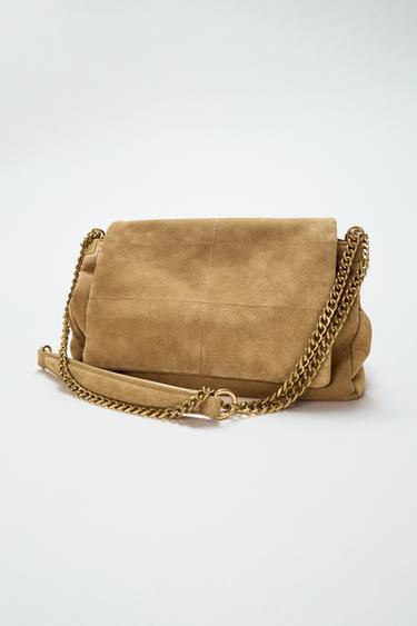 BOLSA DE OMBRO EM CROUTE DE COURO - da Zara