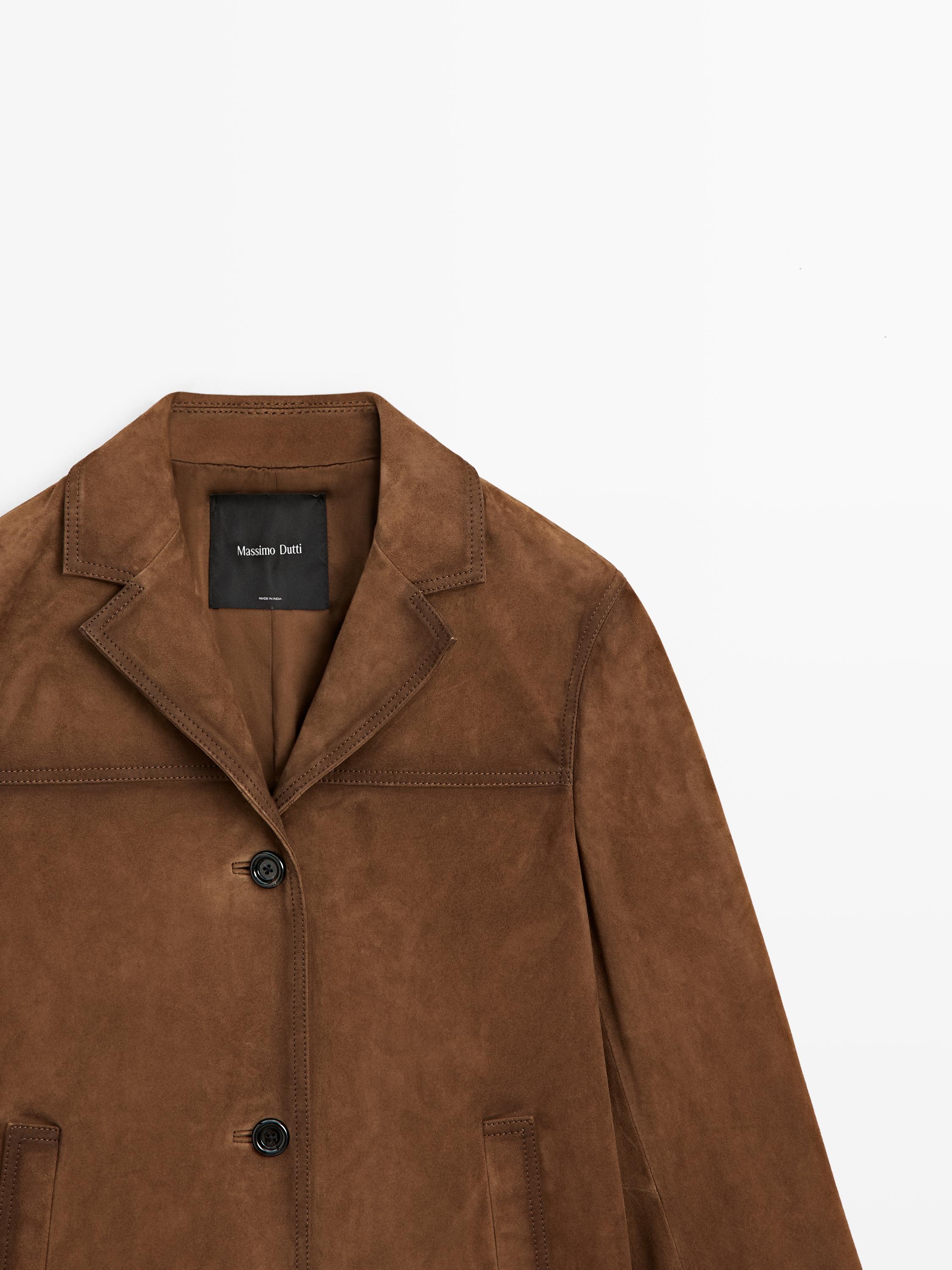 Blazer en 100% cuir de daim avec poches