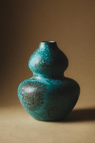 DOUBLE-BODY STONEWARE VASE - Blues by Zara