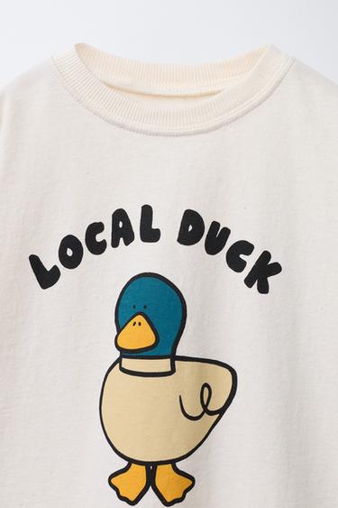 DUCK PRINT T-SHIRT - Mid-ecru by Zara - Image 2