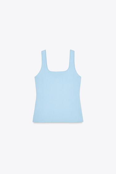 TOP CORSET MAILLE UNIE - Bleu de Zara - Image 5
