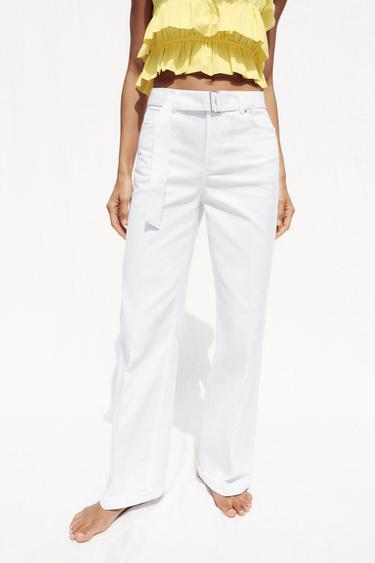 JEAN Z1975 WIDE LEG TAILLE HAUTE CEINTURE - Blanc de Zara - Image 1
