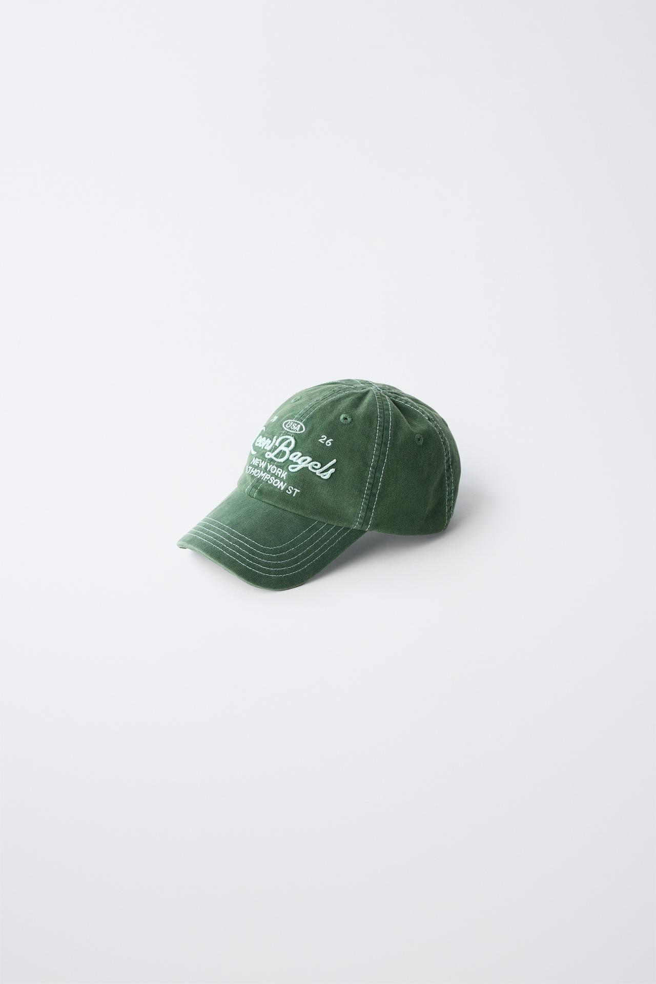 LEON'S BAGELS ® EMBROIDERED WASHED CAP — Dark green