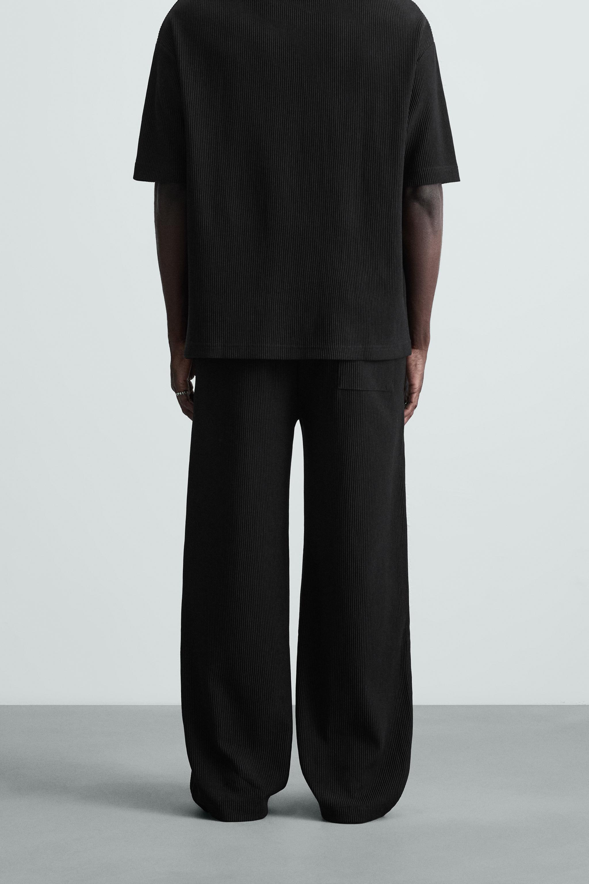 VERTICAL TEXTURED JOGGER PANTS - Black | ZARA Canada