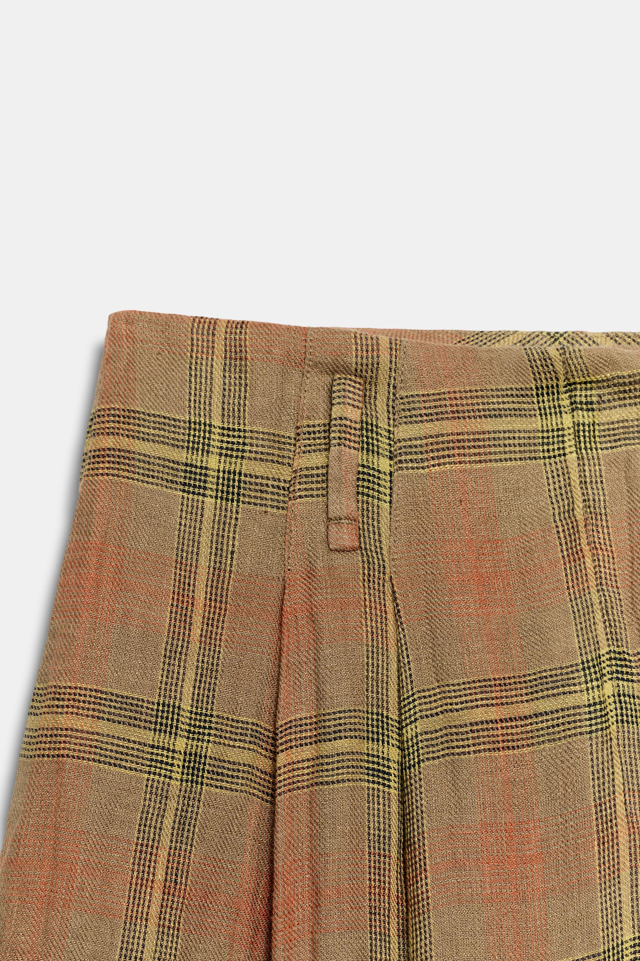 Zara ZW COLLECTION KARELİ KETEN PANTOLON görsel 5