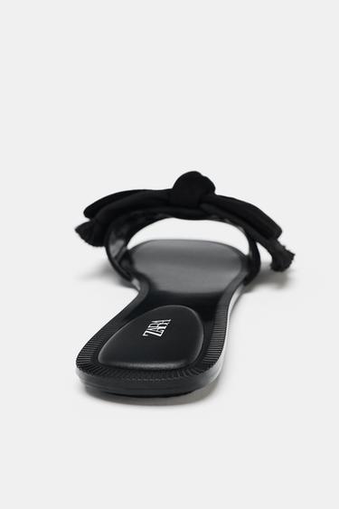 SANDALES À NŒUD EN DAIM - Noir de Zara - Image 3