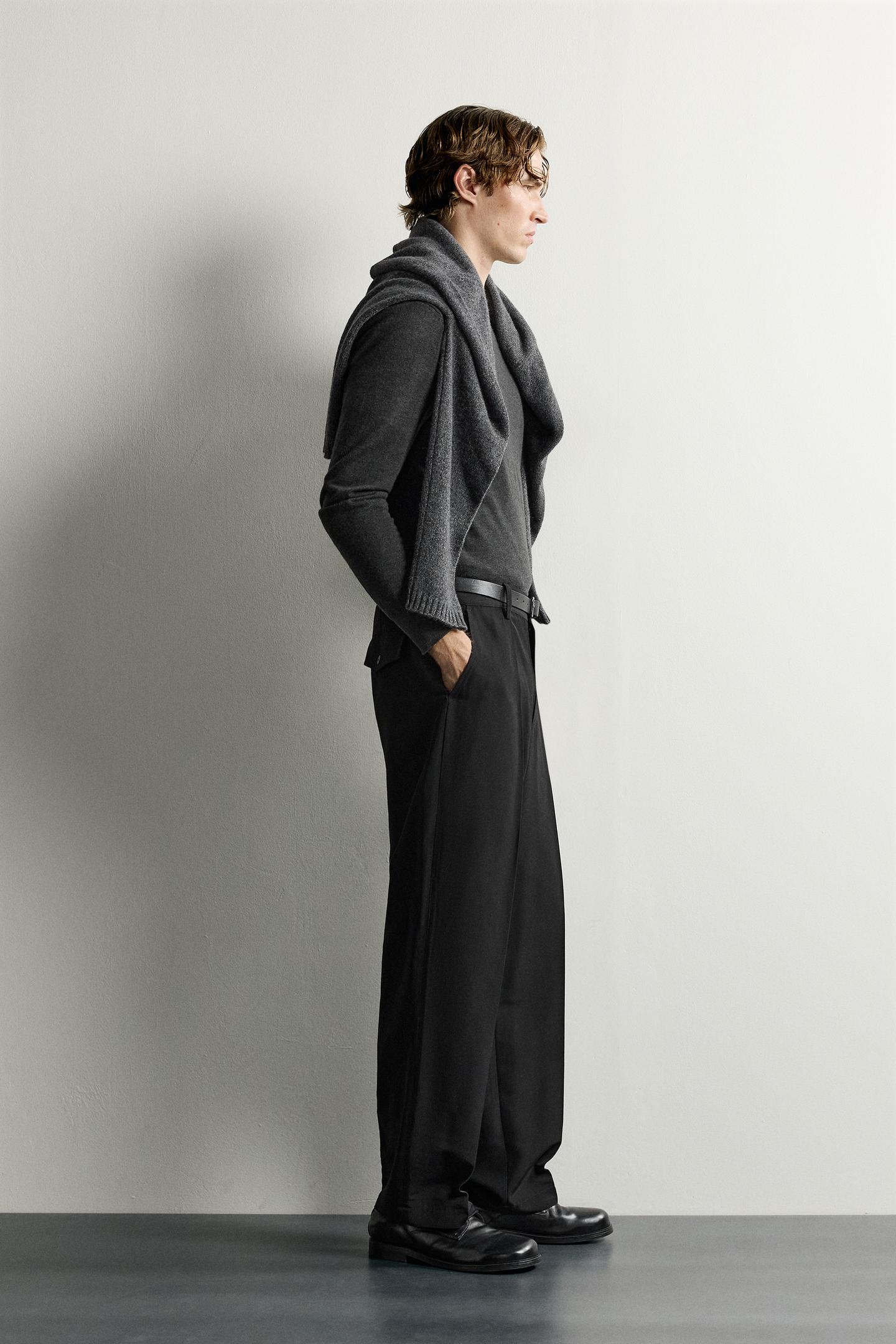 Мужские брюки Zara Straight Fit, цвет: Чёрный — фото 4