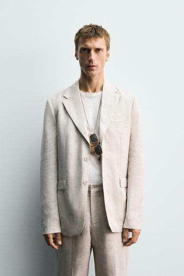 100% LINEN SUIT BLAZER - Light beige by Zara