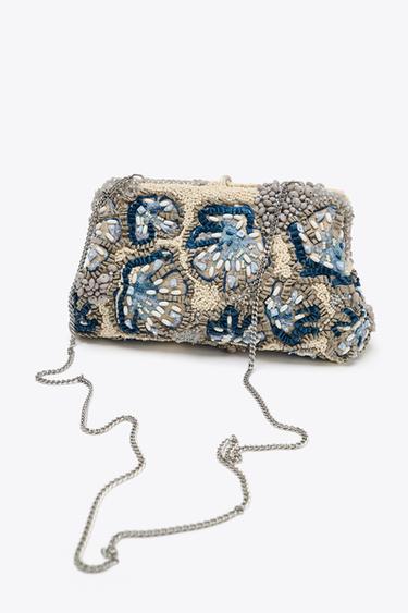 CLUTCH ABALORIOS - Azul de Zara