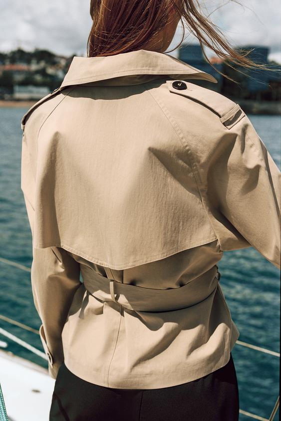 BLOUSON TRENCH COURT AVEC ÉPAULETTES ET CEINTURE - Camel clair de Zara - Image 1