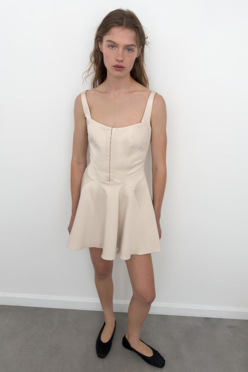 SHORT CORSET DRESS - Beige | ZARA United States SHORT CORSET DRESS - Beige | ZARA United States