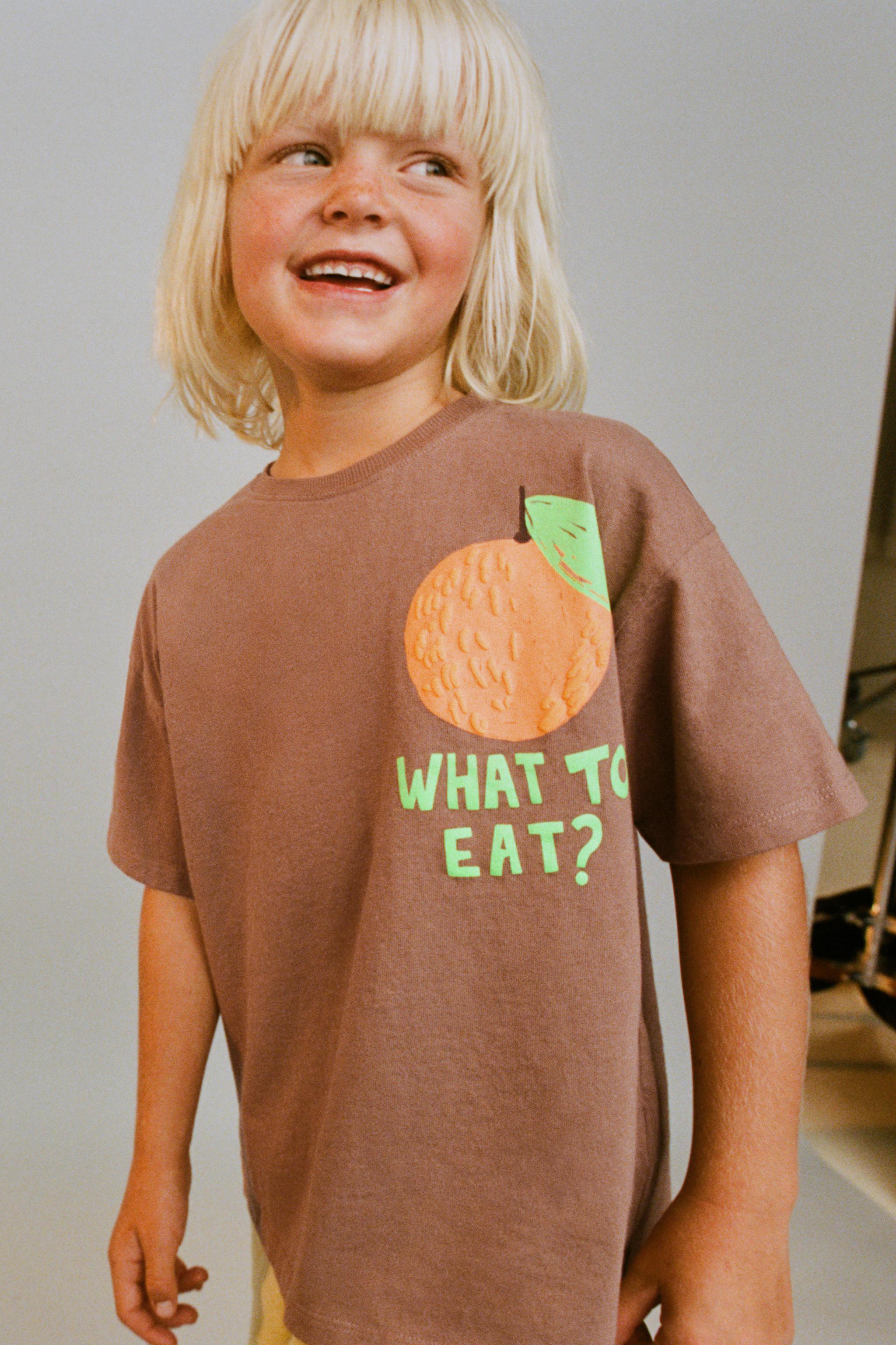 フルーツプリントTシャツ - ライトブラウン | ZARA Japan / 日本