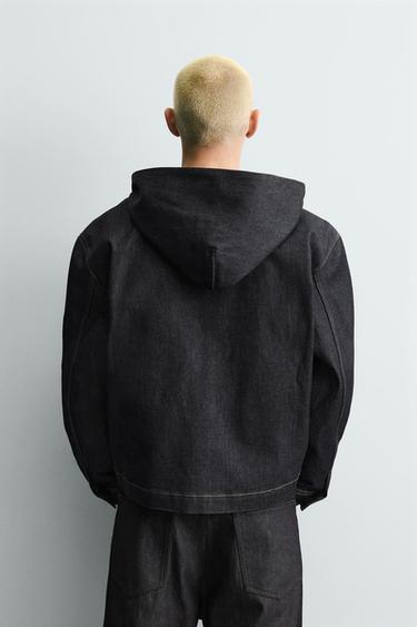 VESTE EN JEAN À CAPUCHE - Bleu de Zara - Image 2