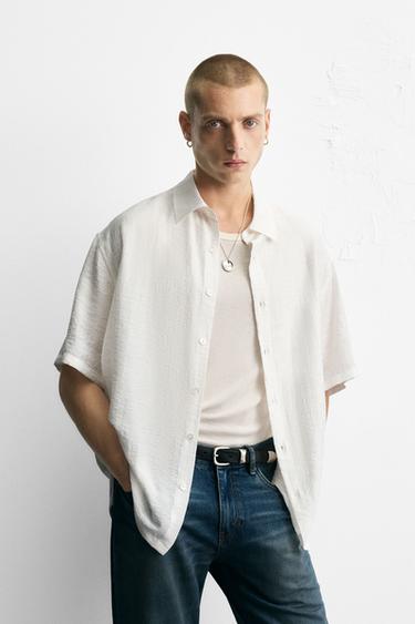 IRREGULAR JACQUARD SHIRT - Oyster-white by Zara
