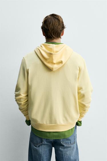 SWEAT LYOCELL - COTON ZIPPÉ À CAPUCHE - Jaune clair de Zara - Image 2